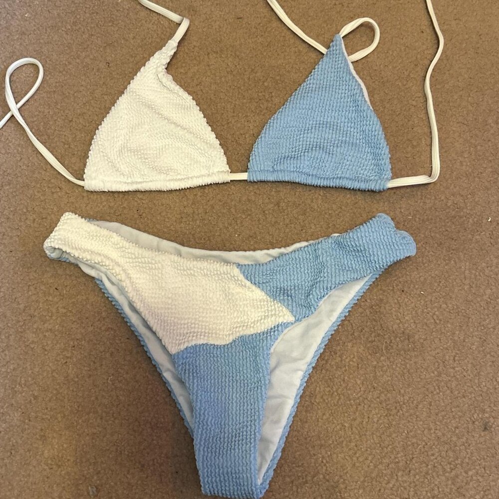 Blue & white bikini set size s/m